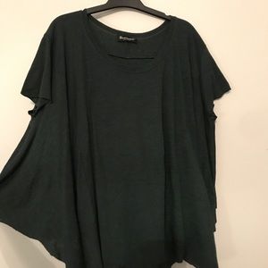 deep green flowy shirt with raw hems